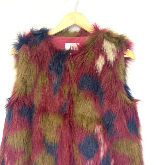 1.State Faux Fur Vest Multicolor Long Womens Small S Festival ASO Eliza Selfie - Picture 3 of 13